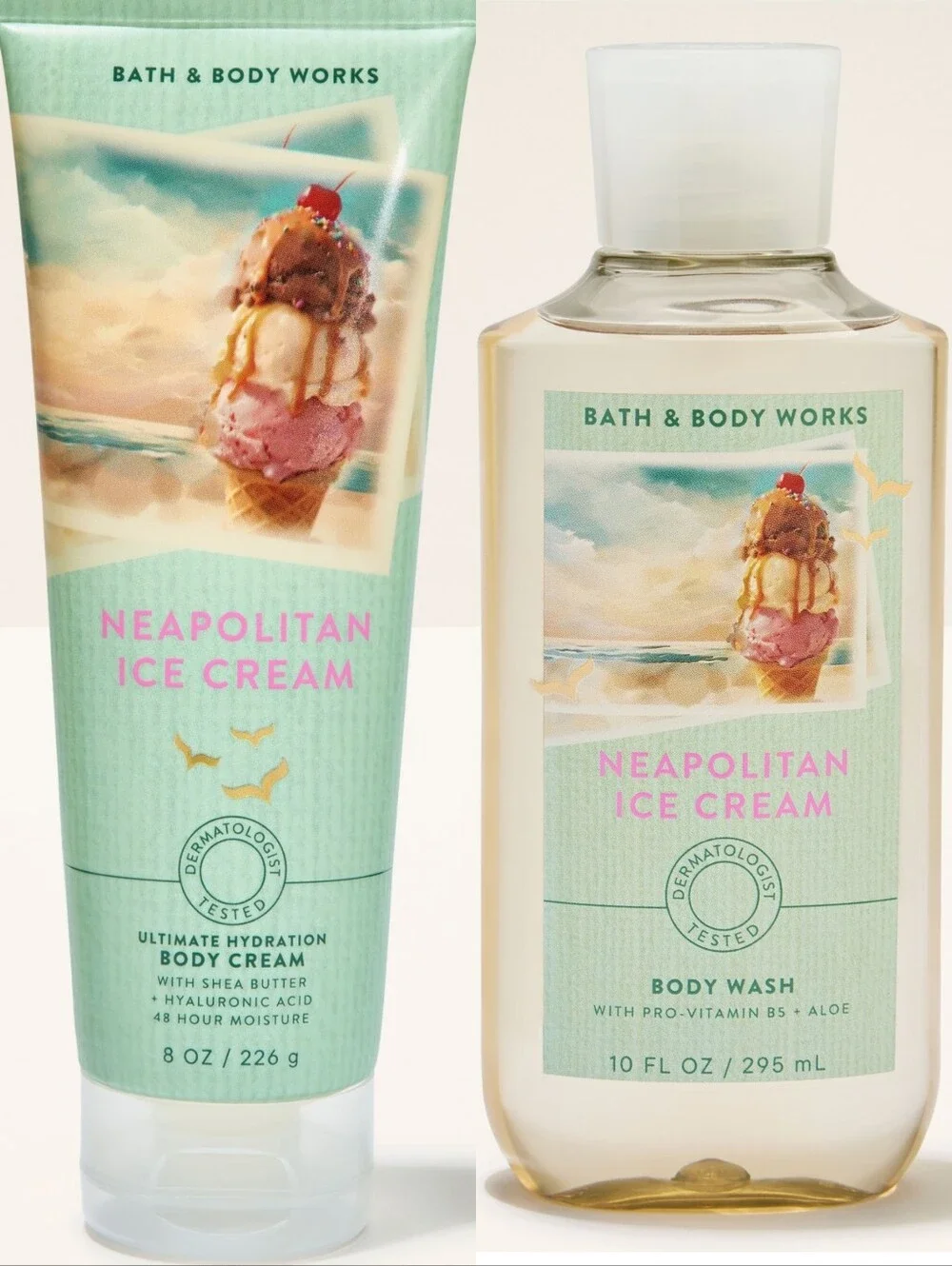 Bath & Body Works Neapolitan Ice Cream Body Cream & Body Wash Set New RARE